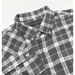 Ball and Buck Men's The Sportsman Flannel Shirt Hunter Elbow Patch Gray Plaid L